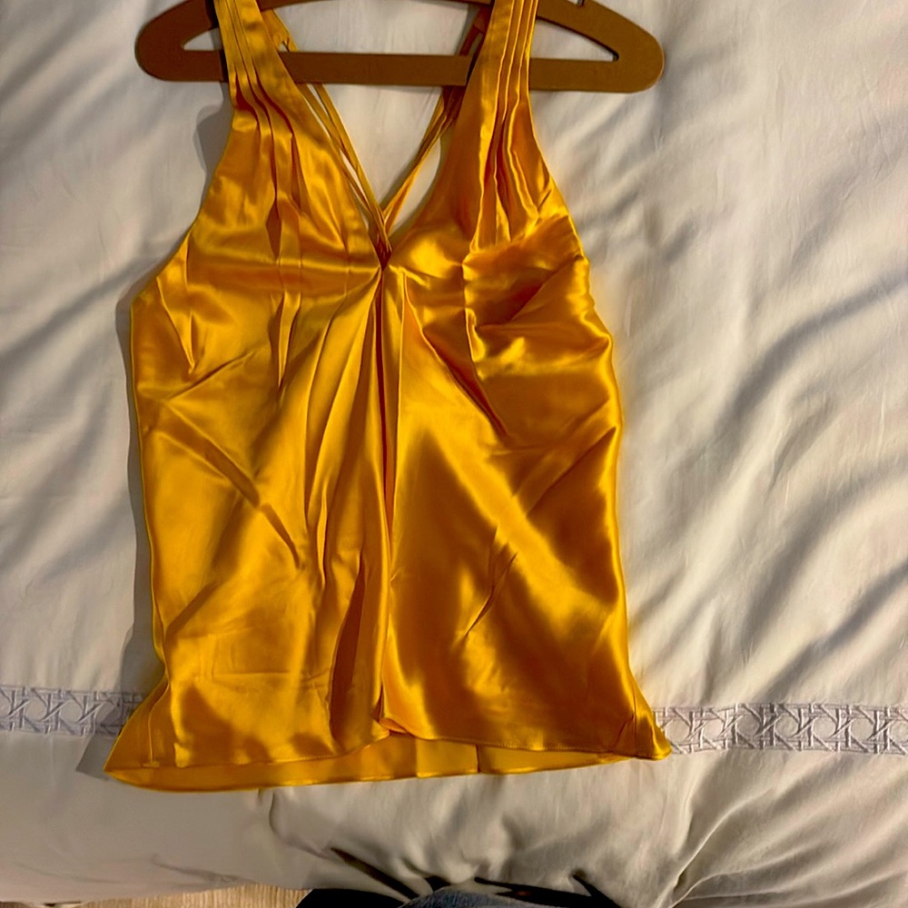 Veronica Beard Yellow Satin Tank Top
